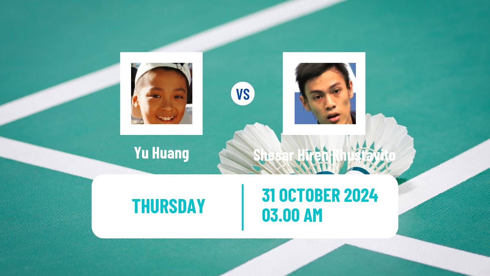 Badminton BWF World Tour Indonesia Masters 3 Men Yu Huang - Shesar Hiren Rhustavito