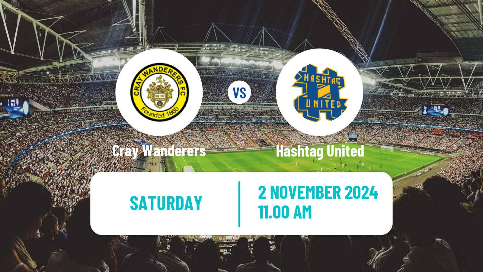 Soccer English Isthmian League Premier Division Cray Wanderers - Hashtag United