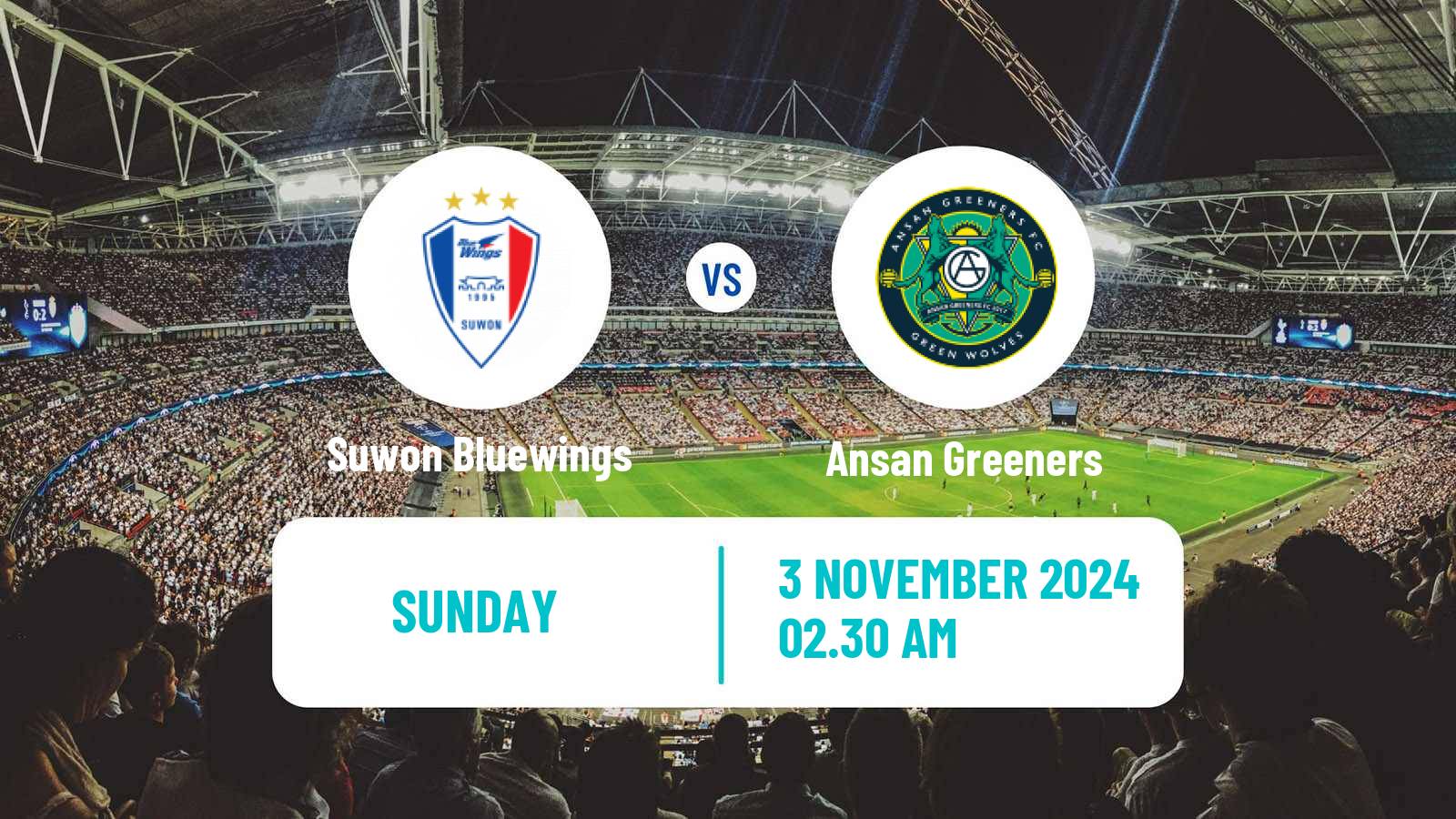 Soccer South Korean K-League 2 Suwon Bluewings - Ansan Greeners