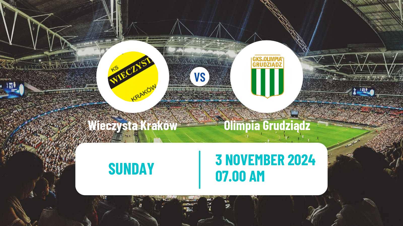 Soccer Polish Division 2 Wieczysta Kraków - Olimpia Grudziądz