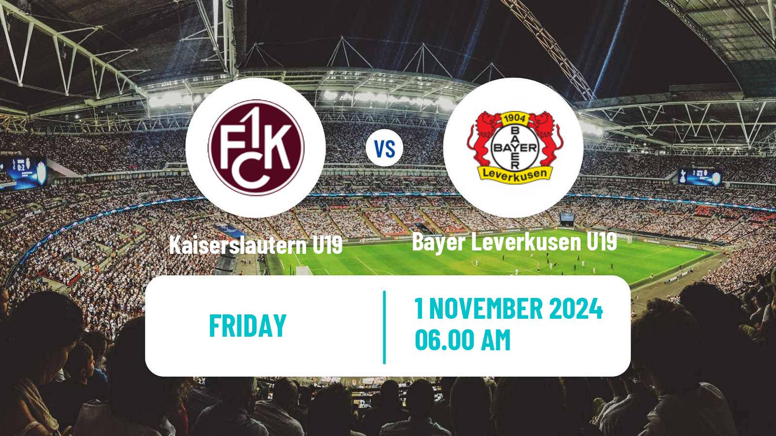 Soccer German DFB Youth League Kaiserslautern U19 - Bayer Leverkusen U19