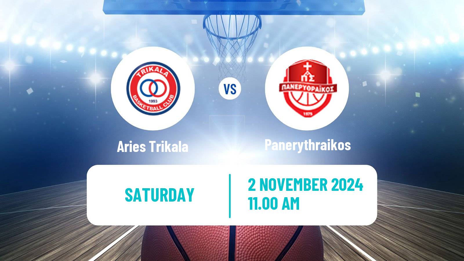 Basketball Greek Elite League Basketball Aries Trikala - Panerythraikos