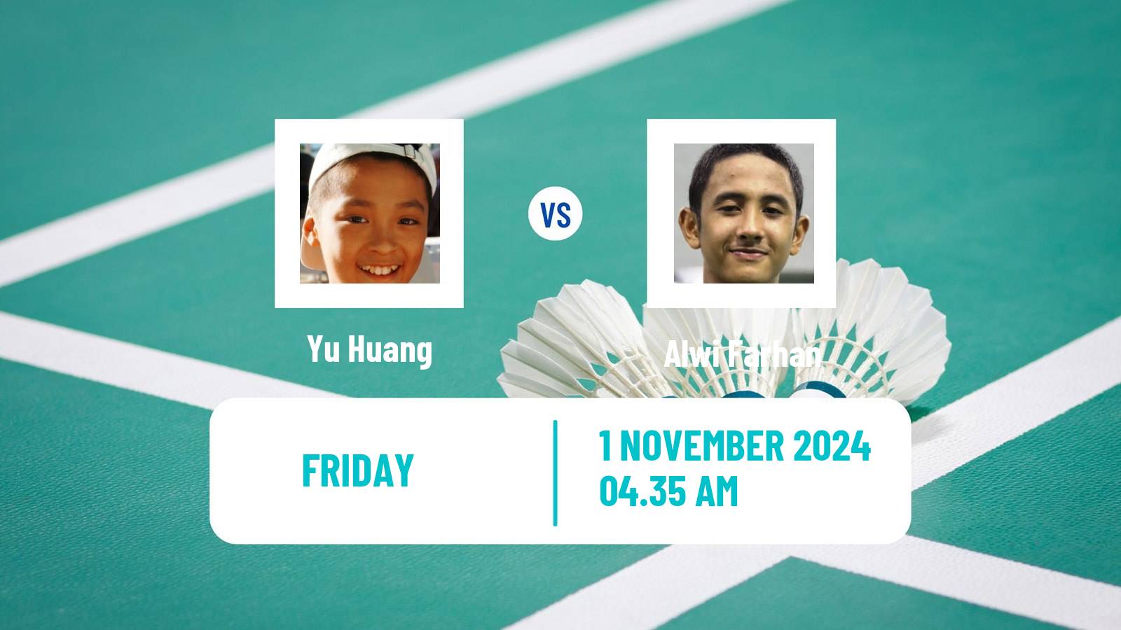 Badminton BWF World Tour Indonesia Masters 3 Men Yu Huang - Alwi Farhan