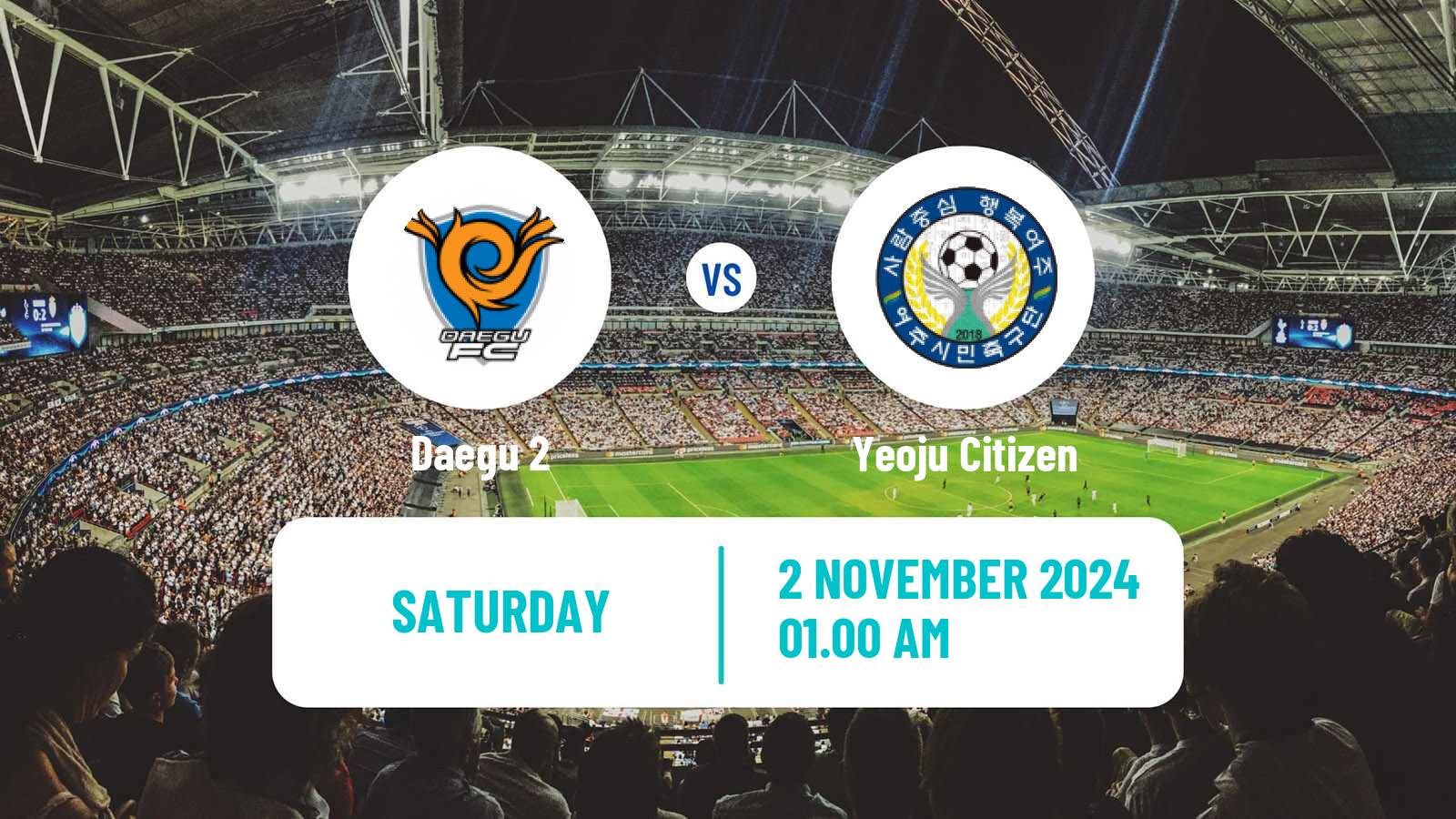 Soccer South Korean K3 League Daegu 2 - Yeoju Citizen