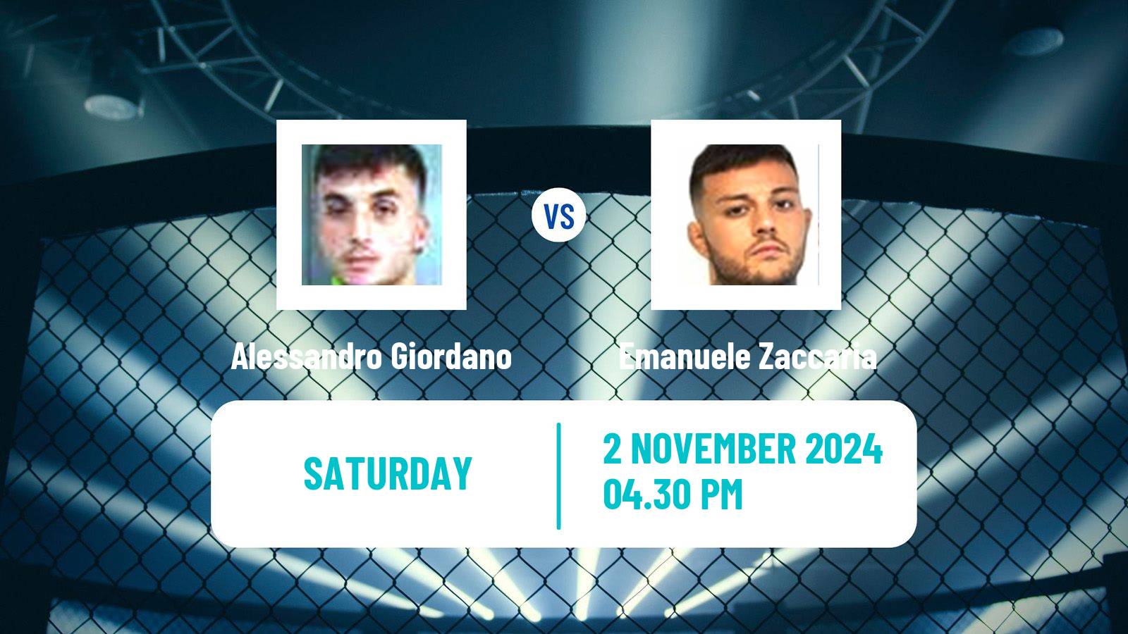 MMA Catchweight Cage Warriors Men Alessandro Giordano - Emanuele Zaccaria