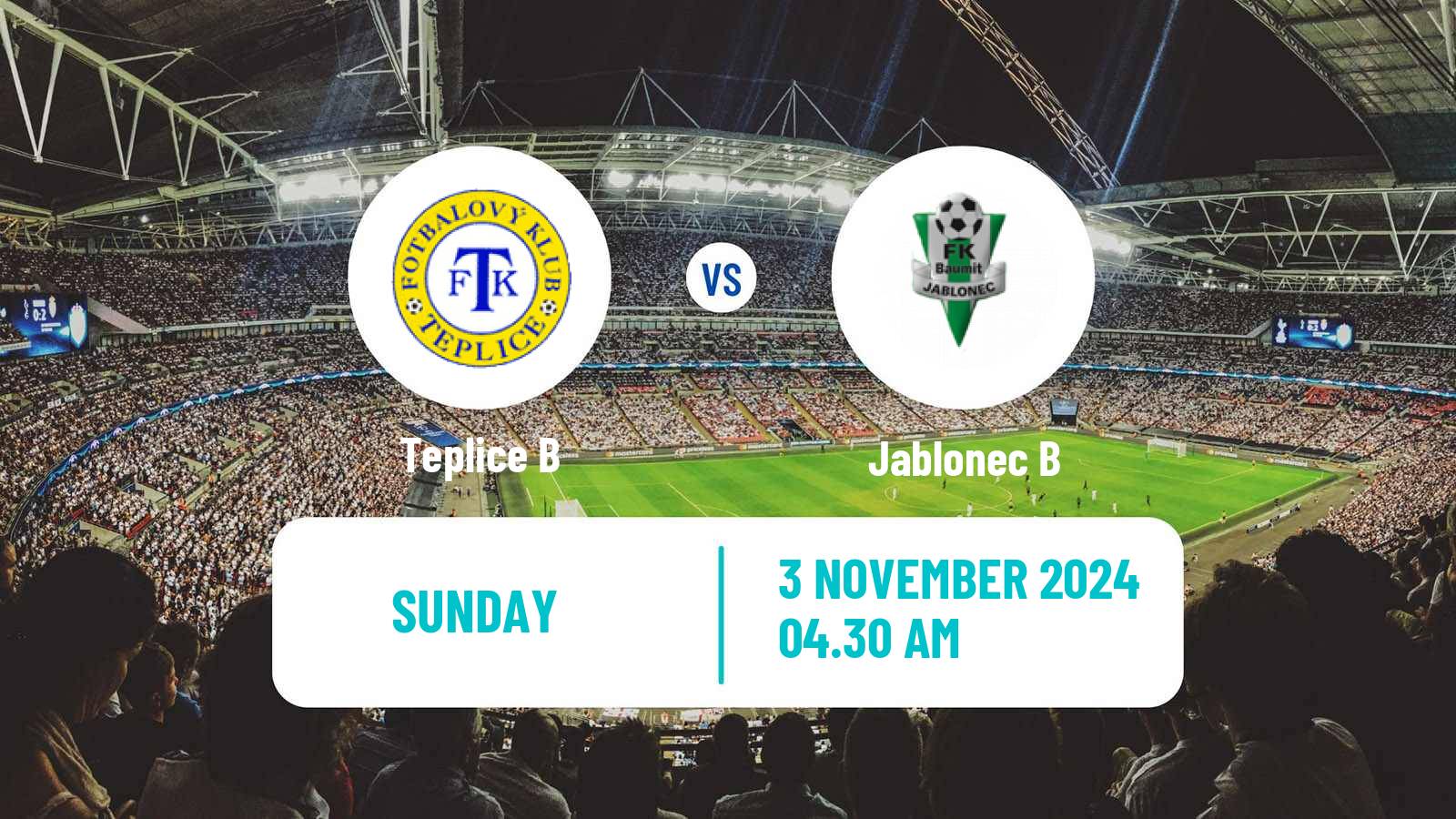 Soccer Czech CFL Group B Teplice B - Jablonec B