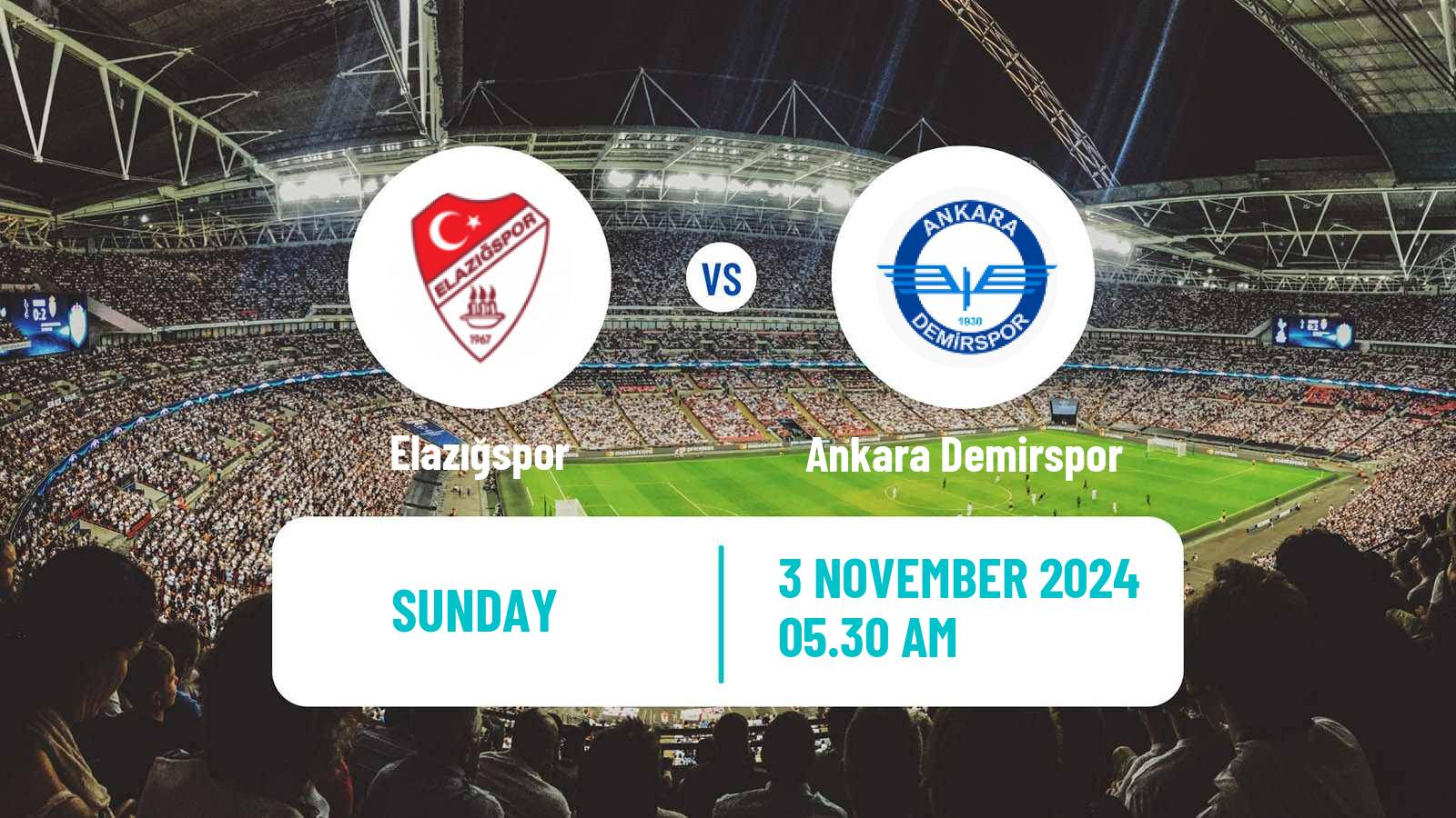 Soccer Turkish Second League Red Group Elazığspor - Ankara Demirspor