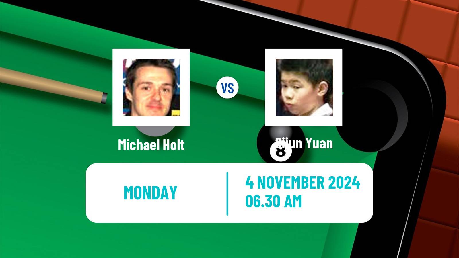 Snooker International Championship Michael Holt - Sijun Yuan