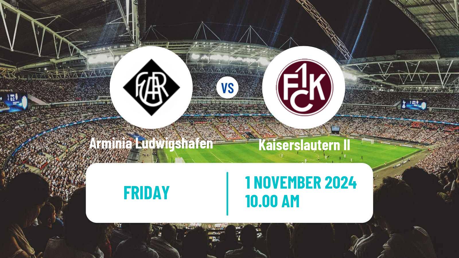 Soccer German Oberliga Rheinland-Pfalz/Saar Arminia Ludwigshafen - Kaiserslautern II