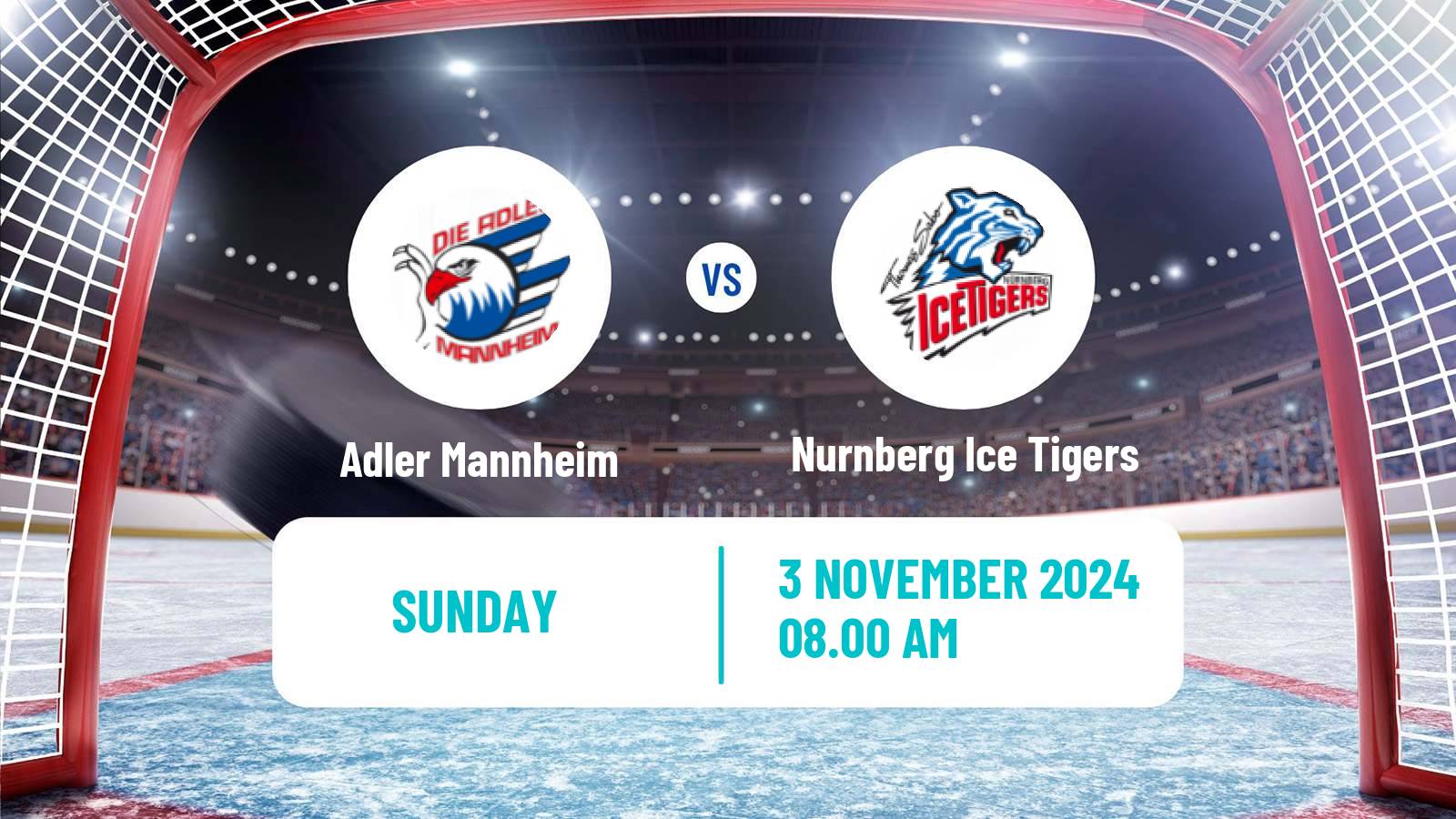 Hockey German Ice Hockey League Adler Mannheim - Nurnberg Ice Tigers