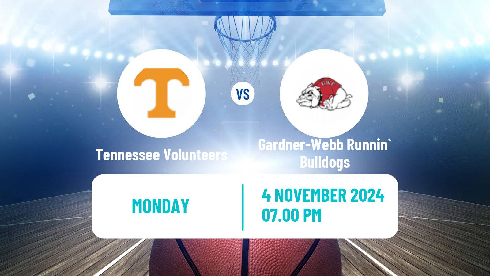 Basketball NCAA College Basketball Tennessee Volunteers - Gardner-Webb Runnin` Bulldogs