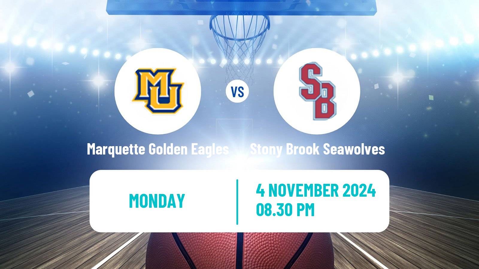 Basketball NCAA College Basketball Marquette Golden Eagles - Stony Brook Seawolves