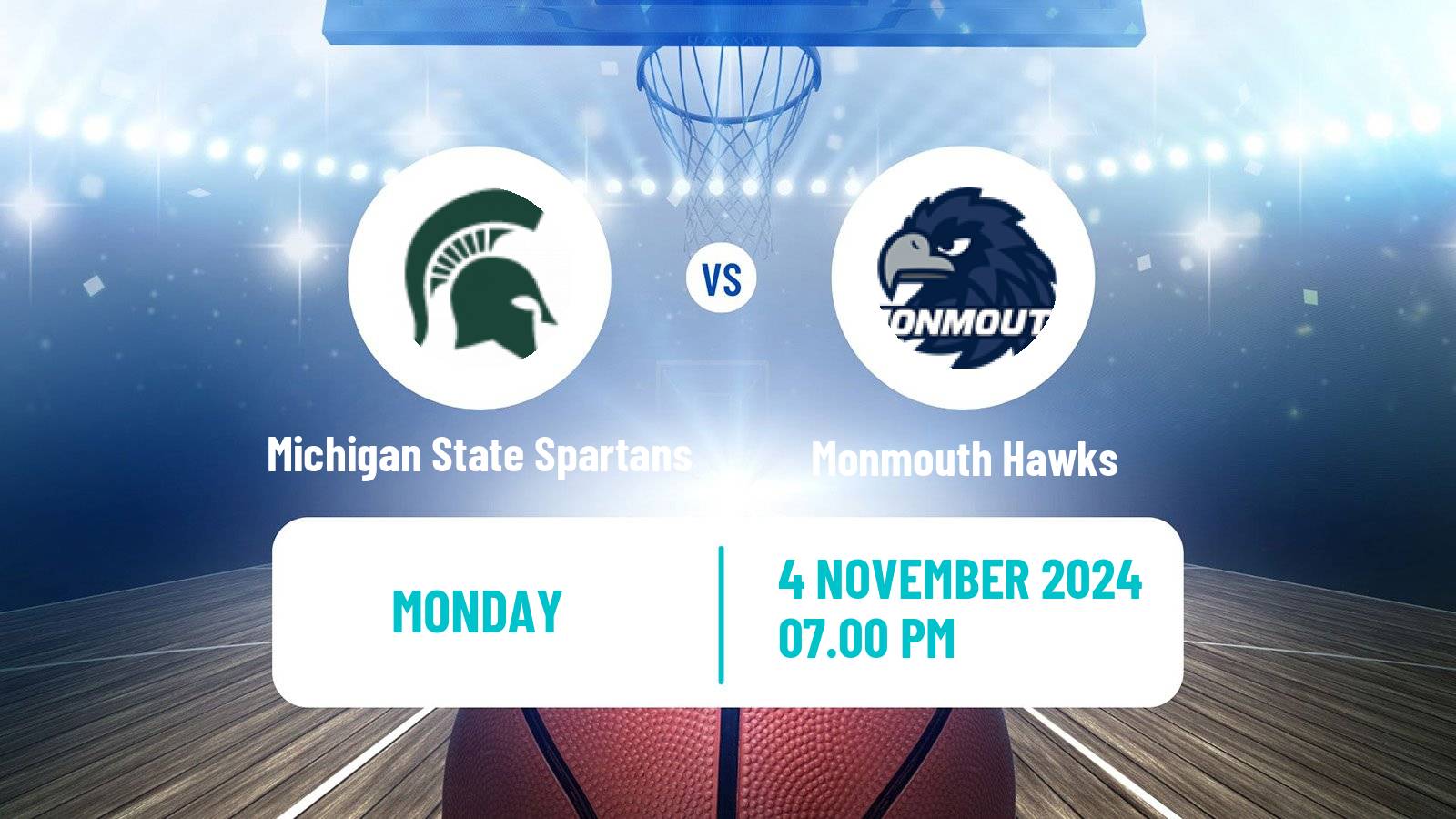 Basketball NCAA College Basketball Michigan State Spartans - Monmouth Hawks