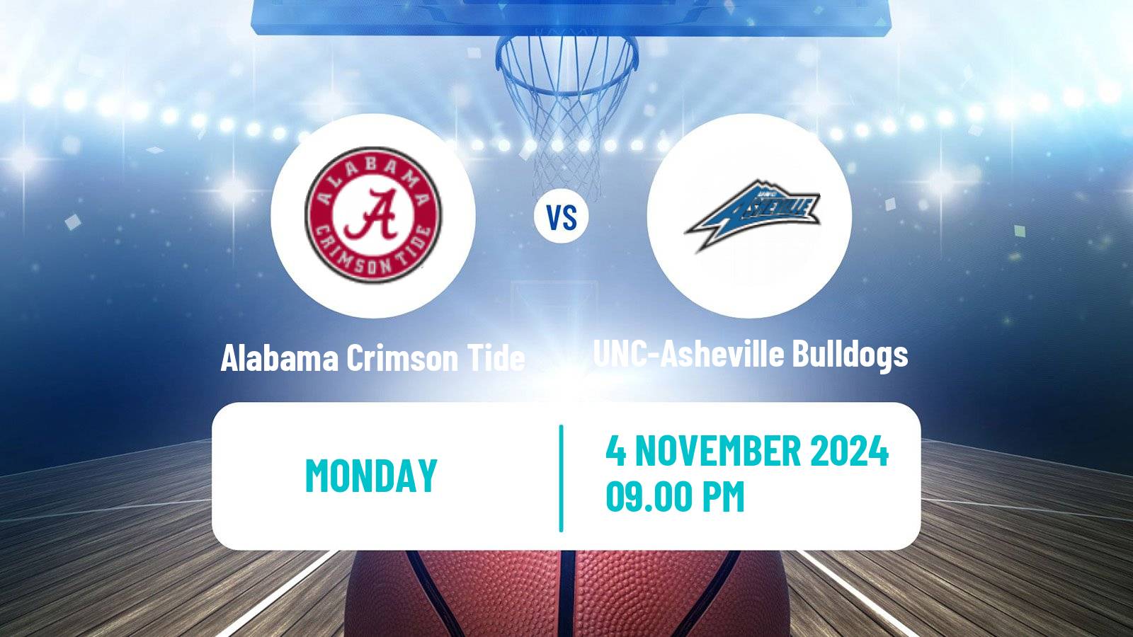 Basketball NCAA College Basketball Alabama Crimson Tide - UNC-Asheville Bulldogs