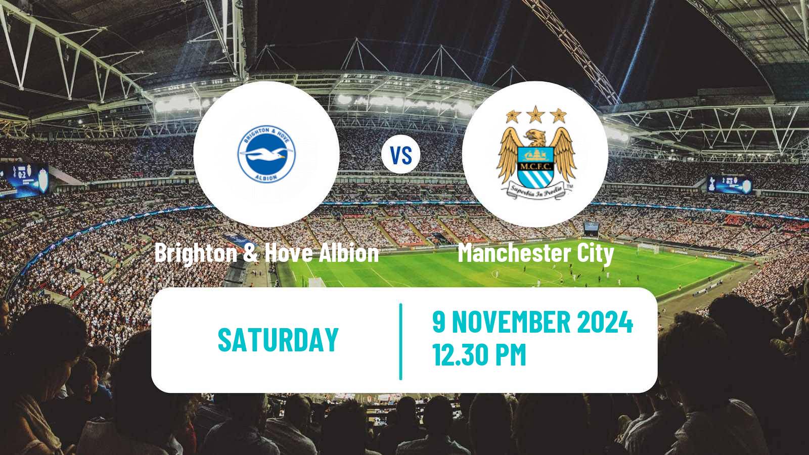 Soccer English Premier League Brighton & Hove Albion - Manchester City