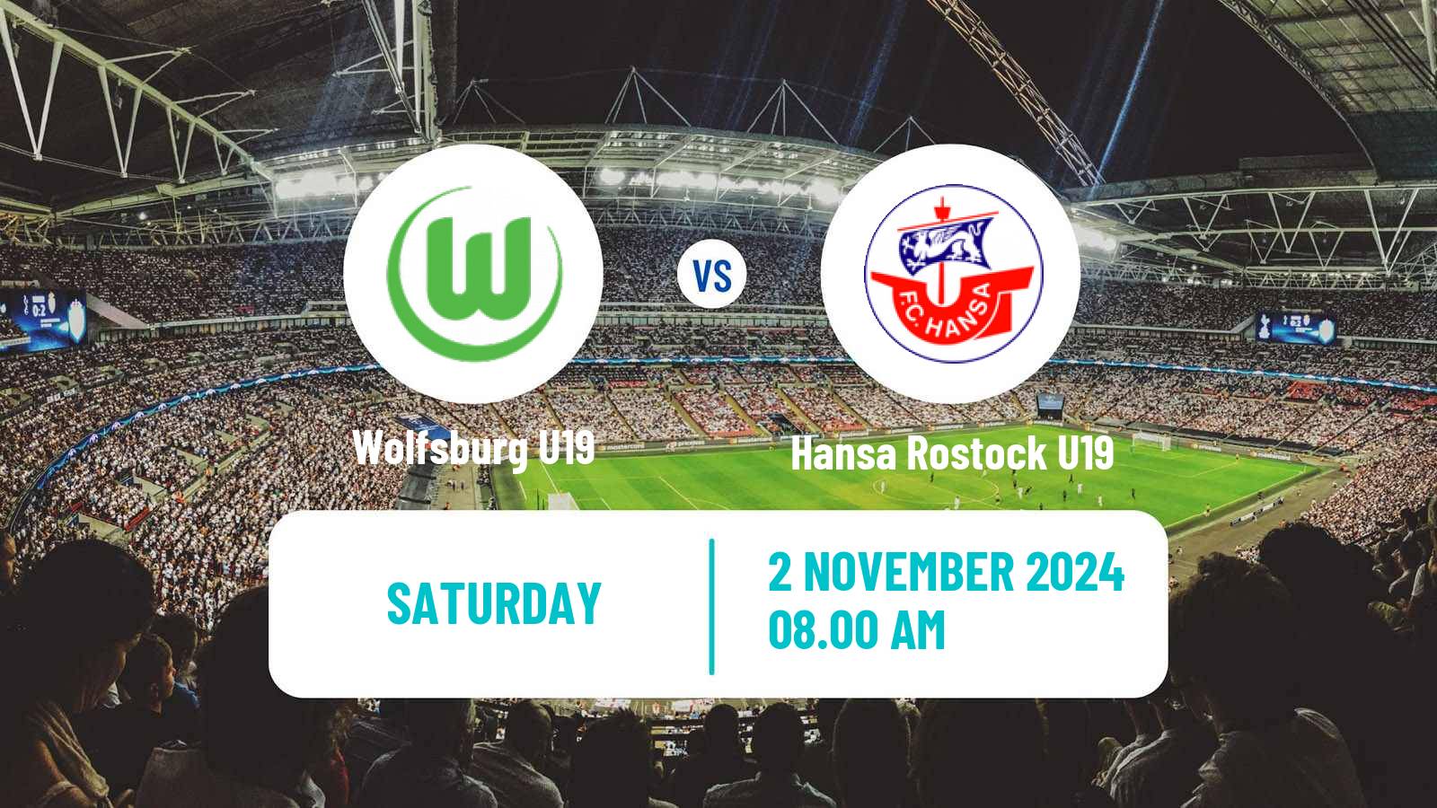 Soccer German DFB Youth League Wolfsburg U19 - Hansa Rostock U19