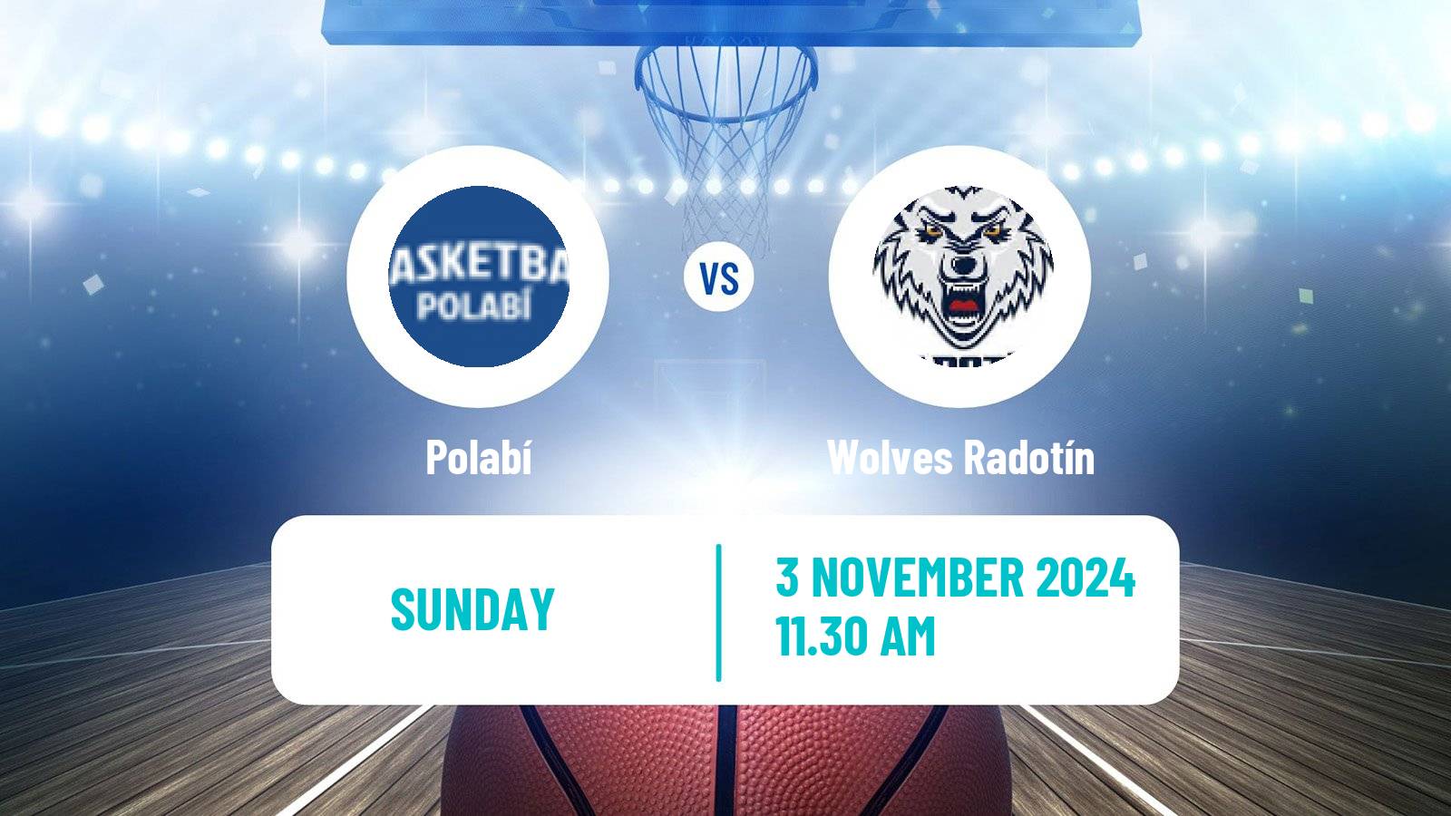 Basketball Czech 1 Liga Basketball Polabí - Wolves Radotín