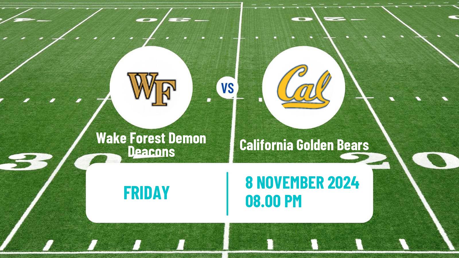 American football NCAA College Football Wake Forest Demon Deacons - California Golden Bears