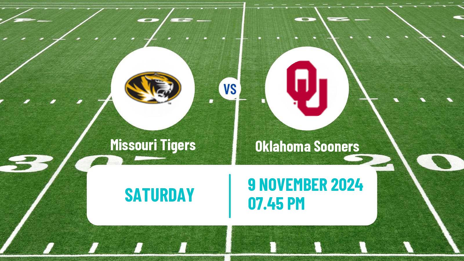 American football NCAA College Football Missouri Tigers - Oklahoma Sooners