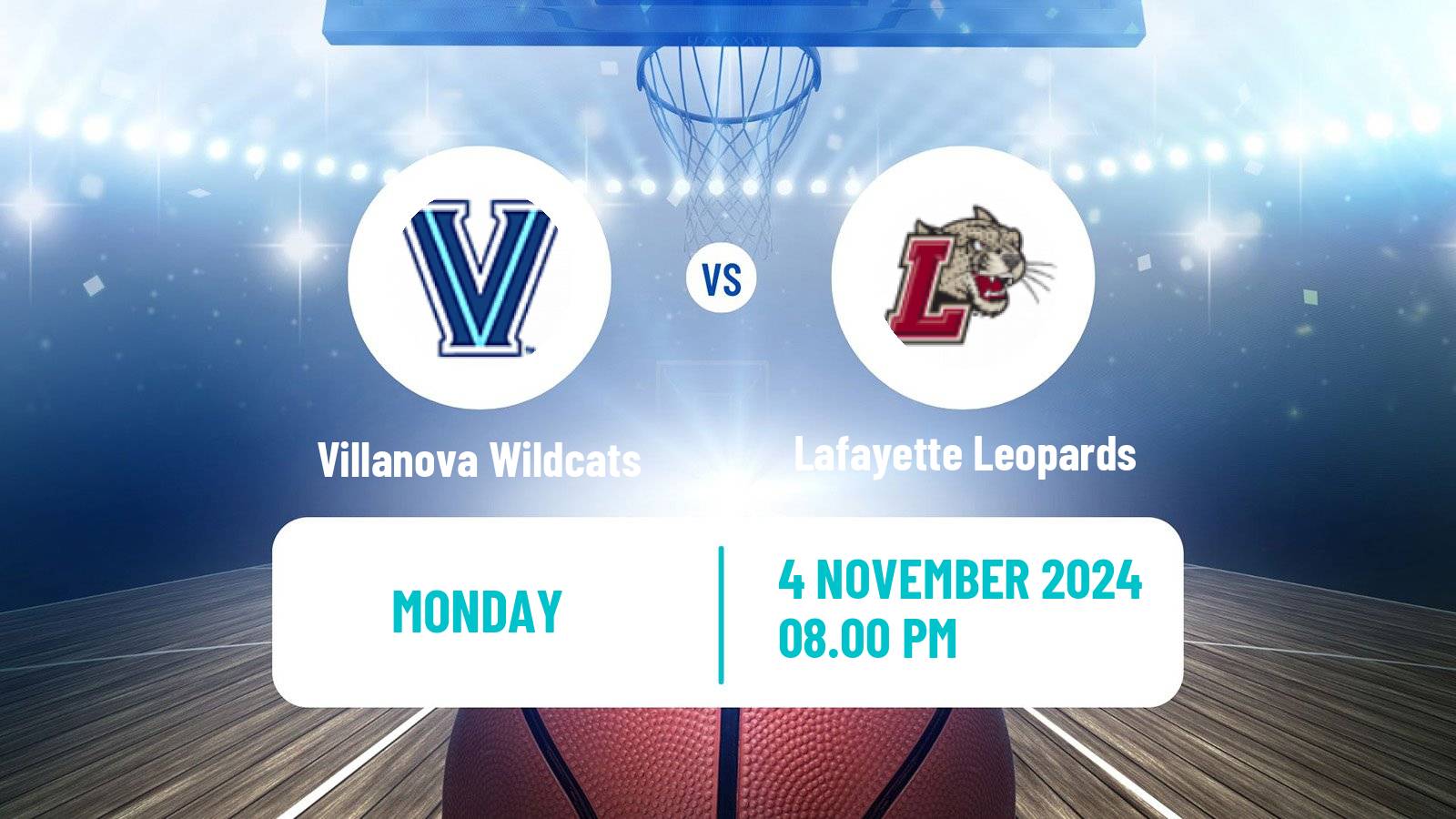 Basketball NCAA College Basketball Villanova Wildcats - Lafayette Leopards