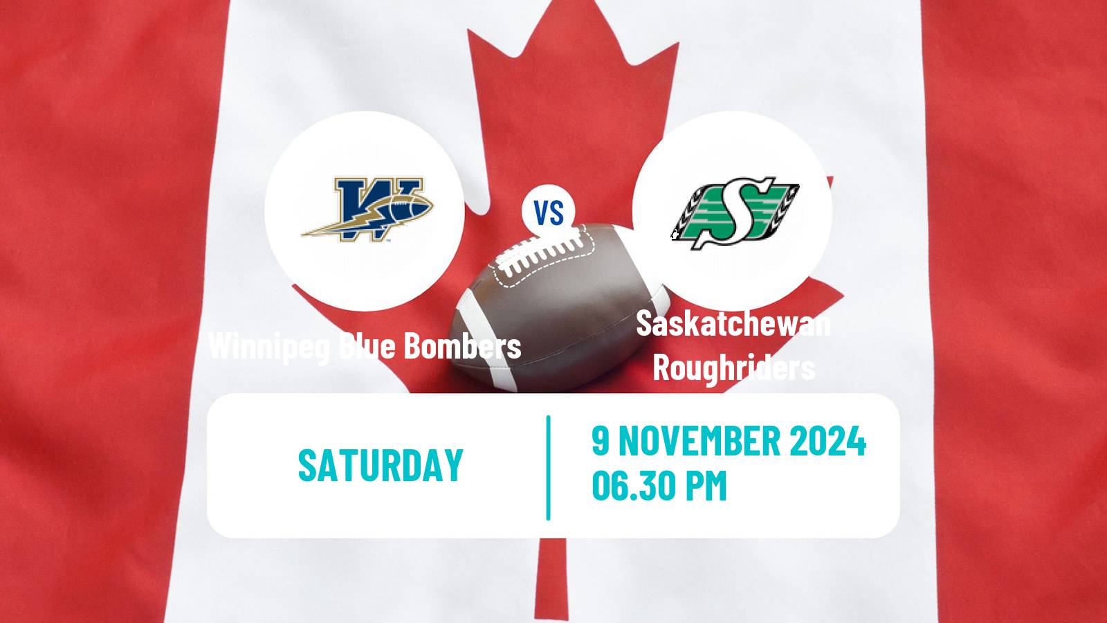 Canadian football CFL Winnipeg Blue Bombers - Saskatchewan Roughriders