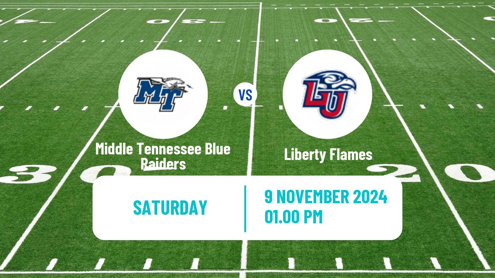 American football NCAA College Football Middle Tennessee Blue Raiders - Liberty Flames