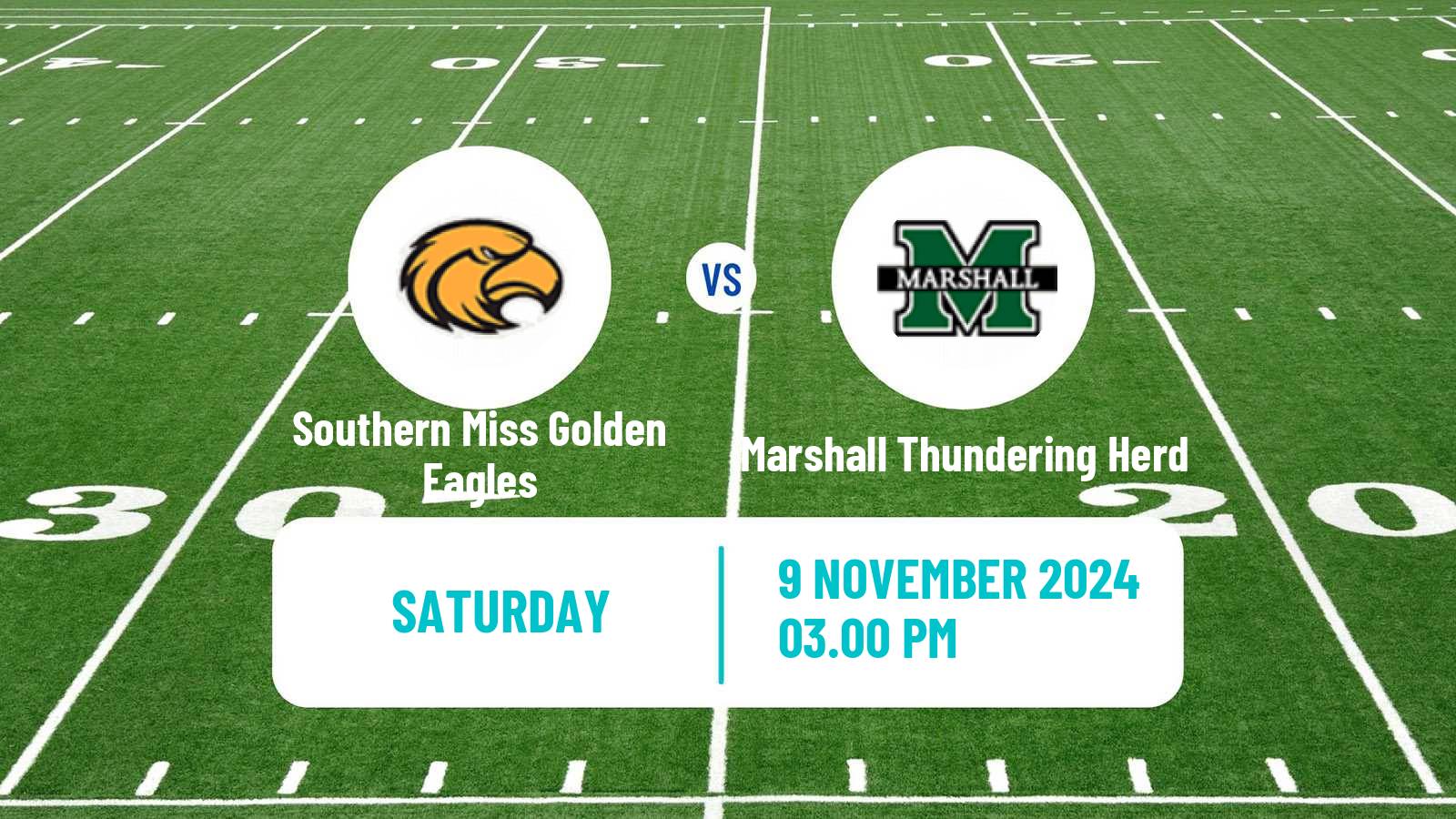 American football NCAA College Football Southern Miss Golden Eagles - Marshall Thundering Herd