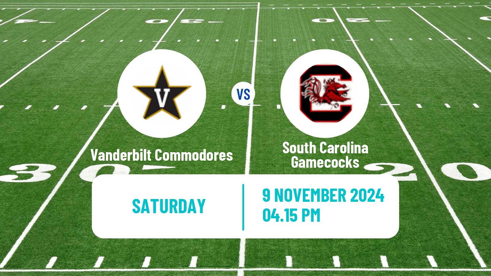 American football NCAA College Football Vanderbilt Commodores - South Carolina Gamecocks