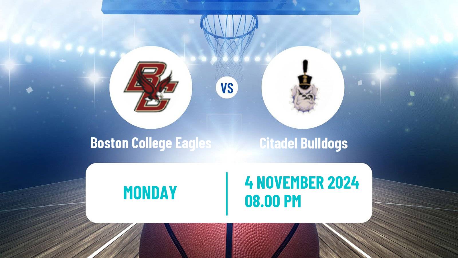 Basketball NCAA College Basketball Boston College Eagles - Citadel Bulldogs