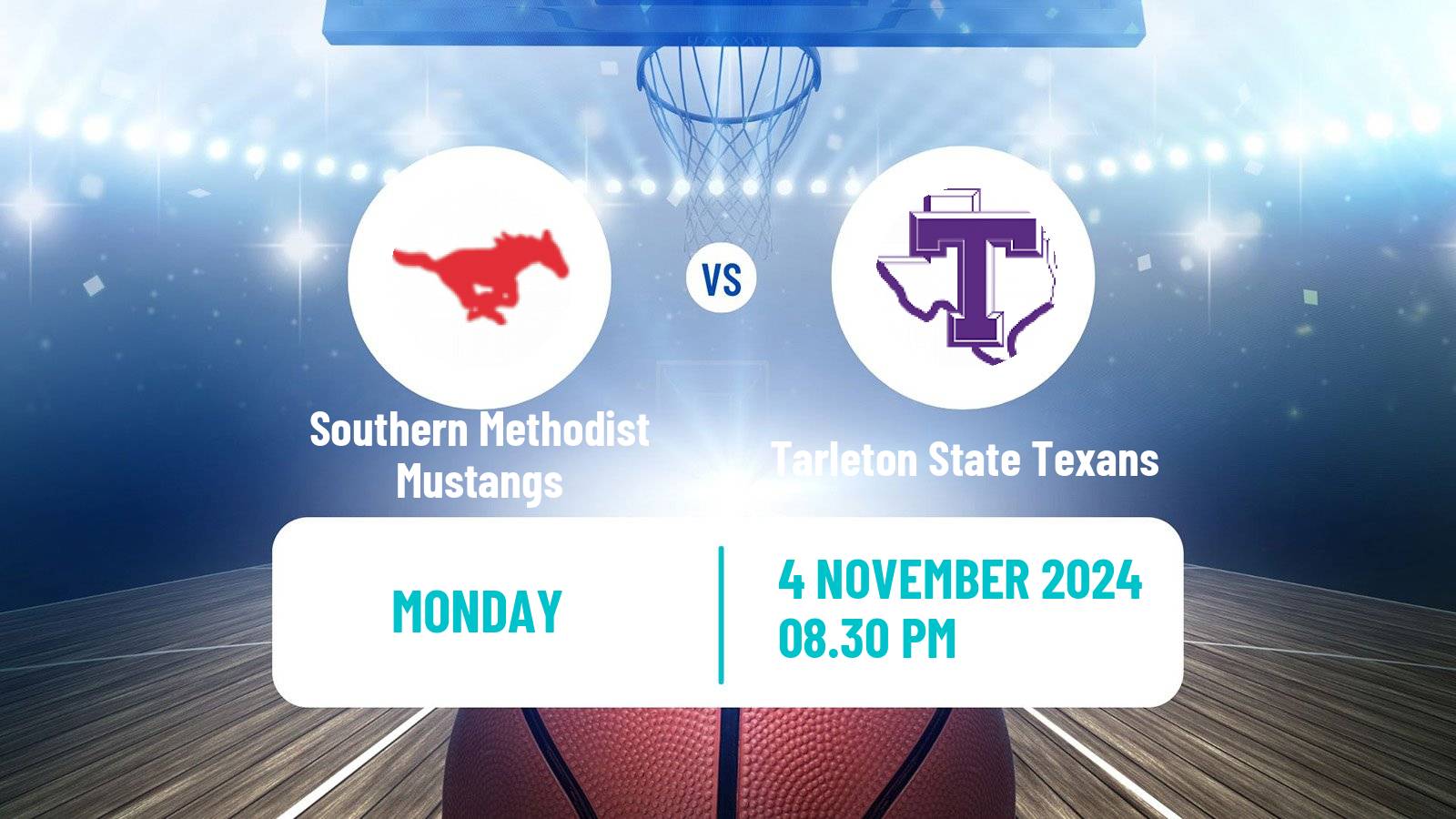 Basketball NCAA College Basketball Southern Methodist Mustangs - Tarleton State Texans