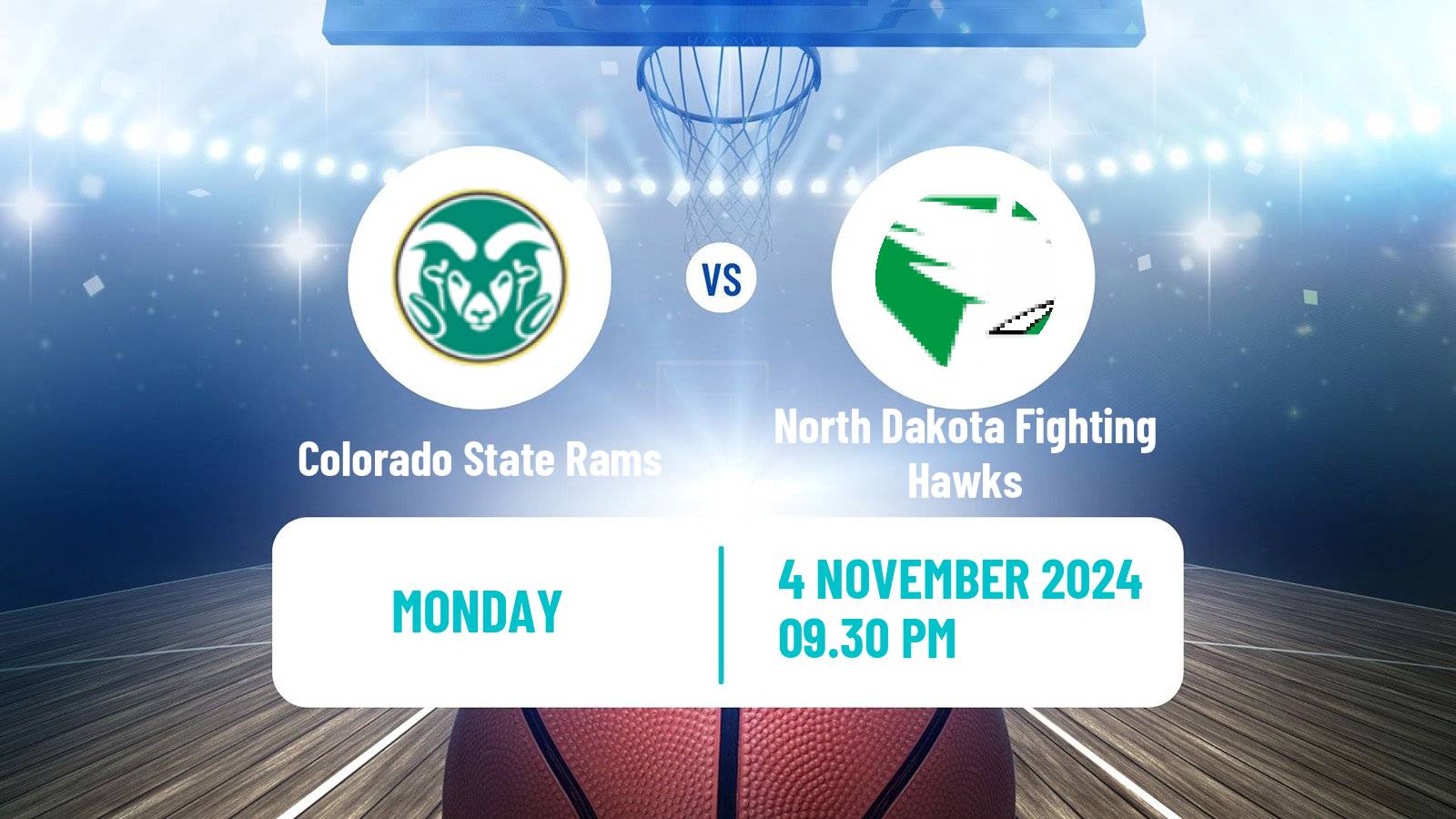 Basketball NCAA College Basketball Colorado State Rams - North Dakota Fighting Hawks