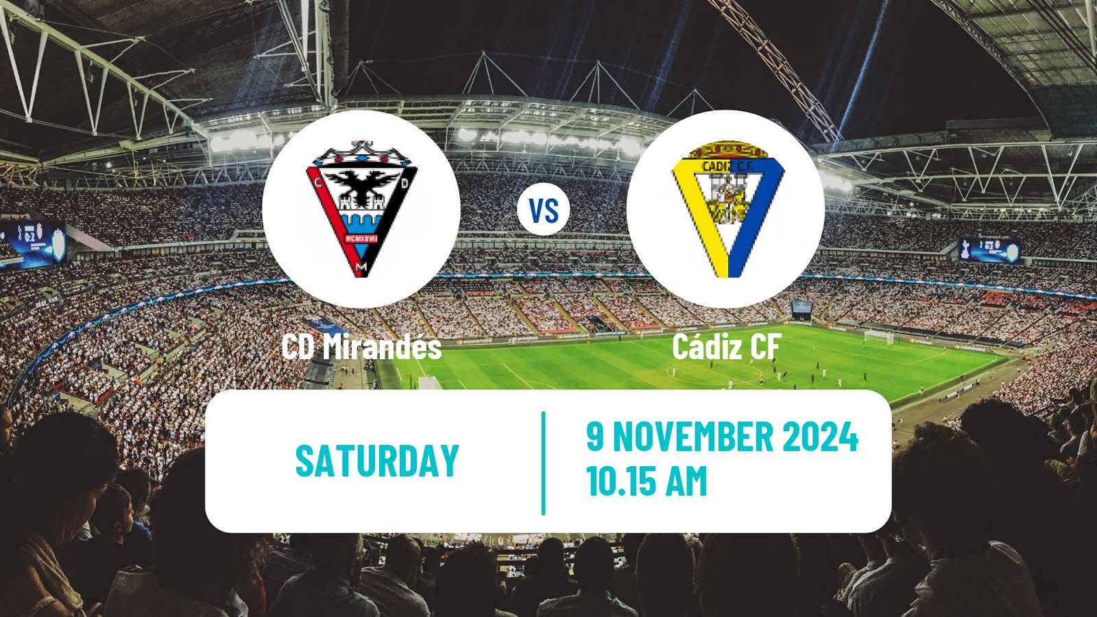 Soccer Spanish LaLiga2 Mirandés - Cádiz