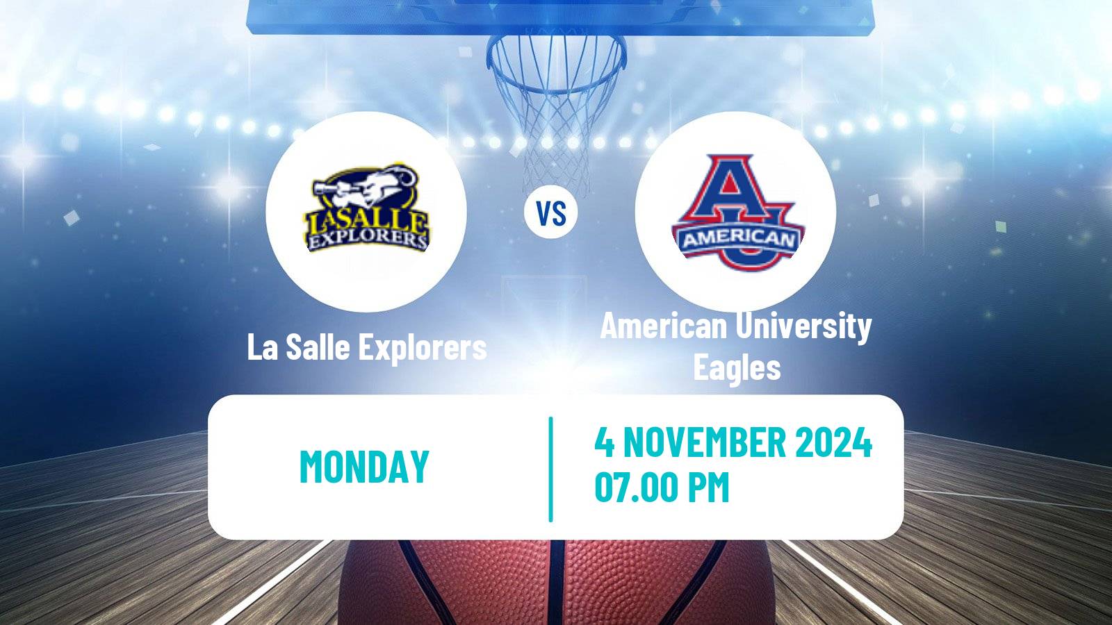 Basketball NCAA College Basketball La Salle Explorers - American University Eagles