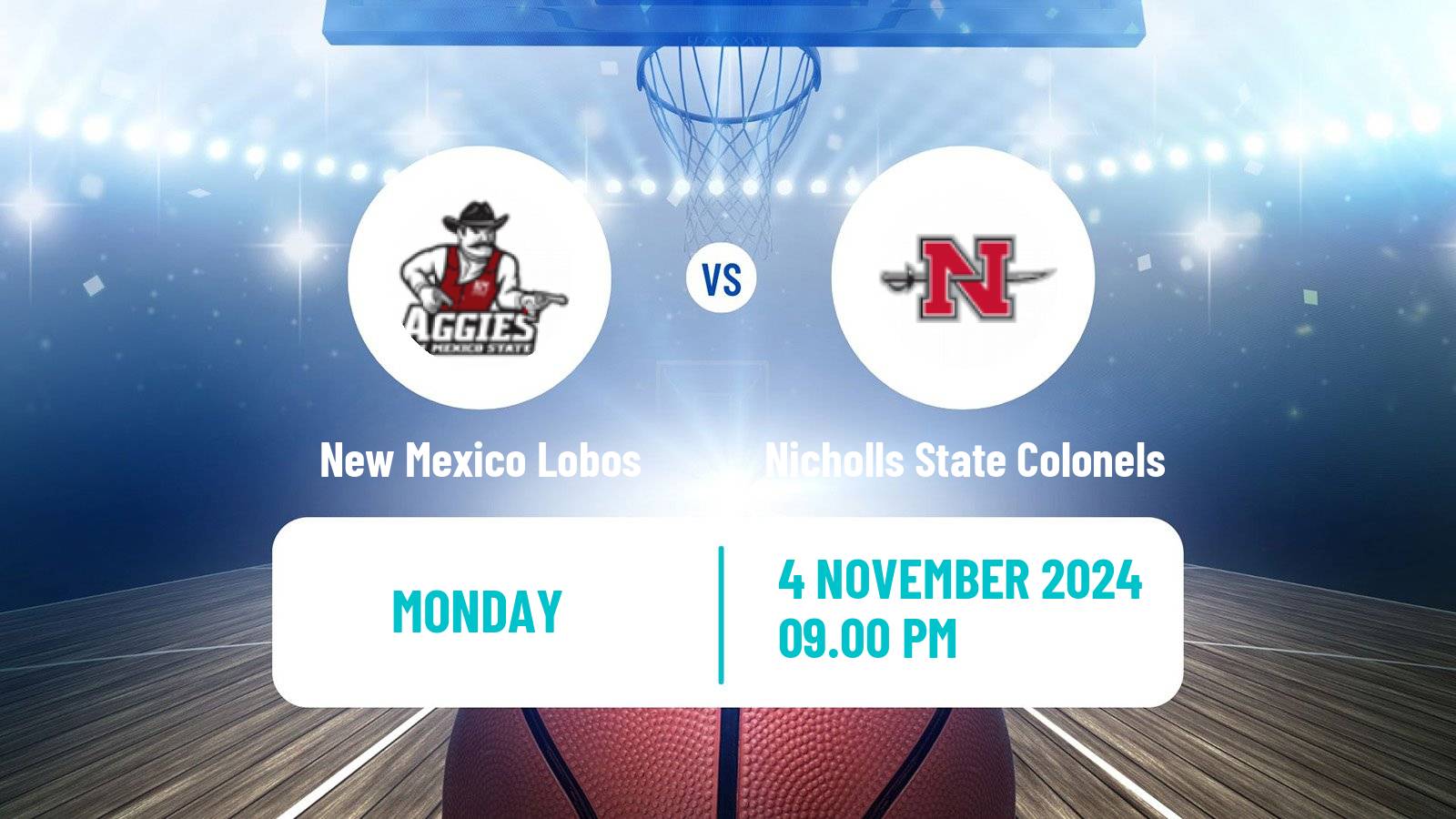 Basketball NCAA College Basketball New Mexico Lobos - Nicholls State Colonels