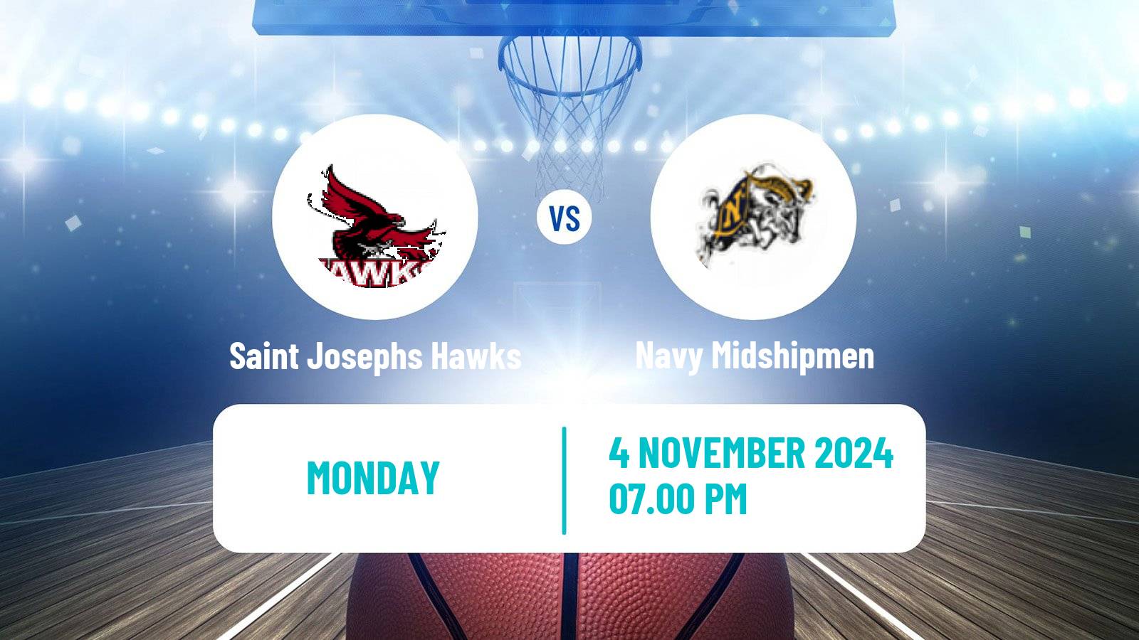 Basketball NCAA College Basketball Saint Josephs Hawks - Navy Midshipmen