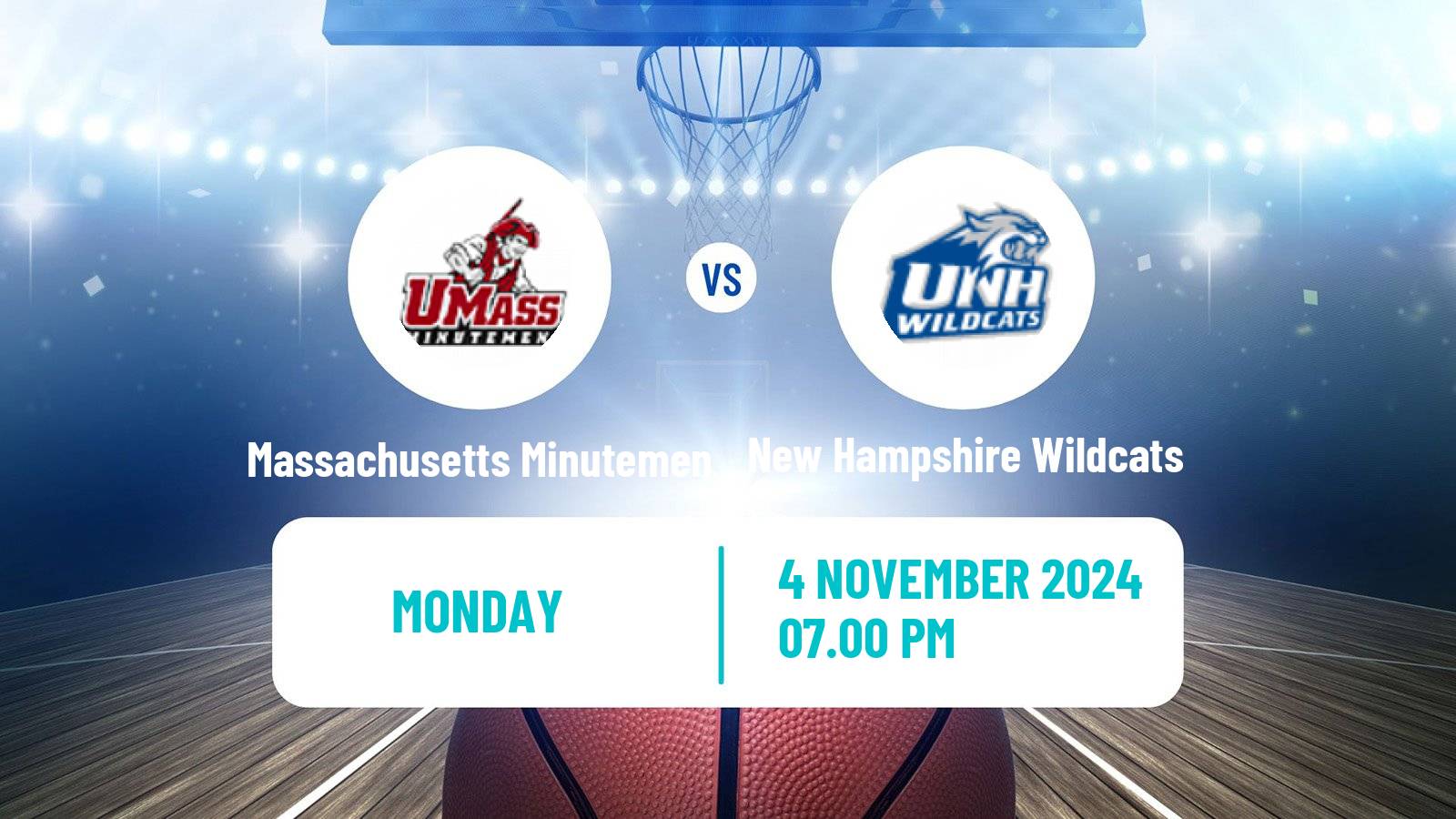 Basketball NCAA College Basketball Massachusetts Minutemen - New Hampshire Wildcats