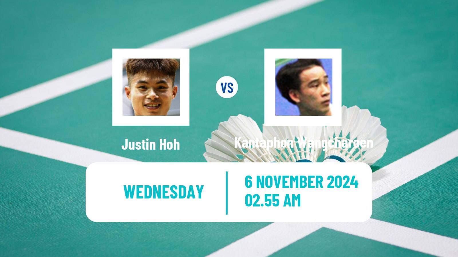 Badminton BWF World Tour Korea Masters Men Justin Hoh - Kantaphon Wangcharoen