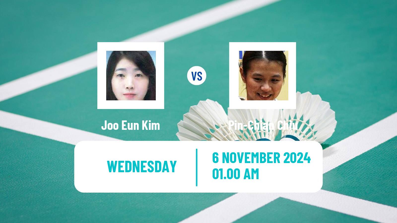 Badminton BWF World Tour Korea Masters Women Joo Eun Kim - Pin-Chian Chiu