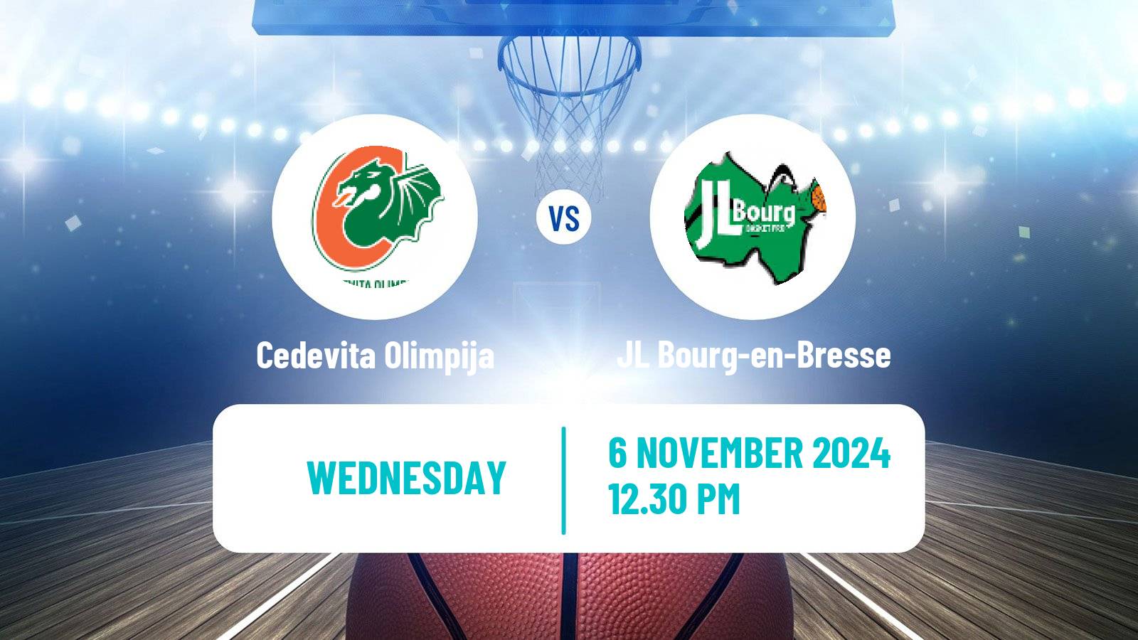 Basketball Eurocup Cedevita Olimpija - JL Bourg-en-Bresse