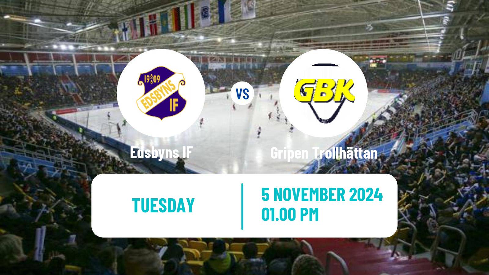 Bandy Swedish Elitserien Bandy Edsbyns IF - Gripen Trollhättan