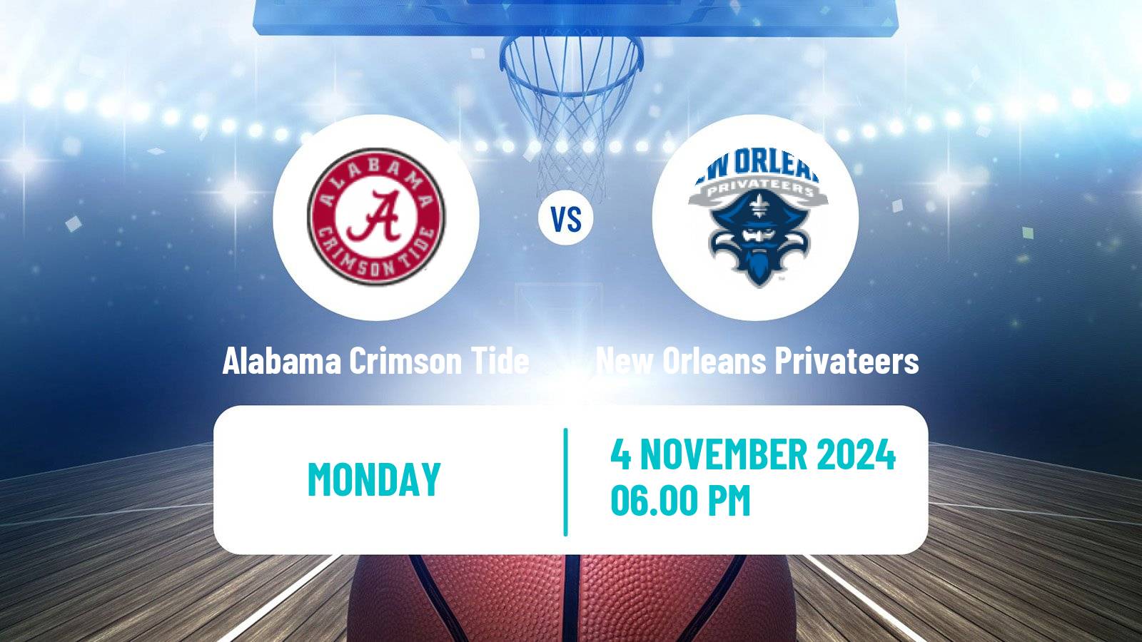 Basketball NCAA College Basketball Women Alabama Crimson Tide - New Orleans Privateers