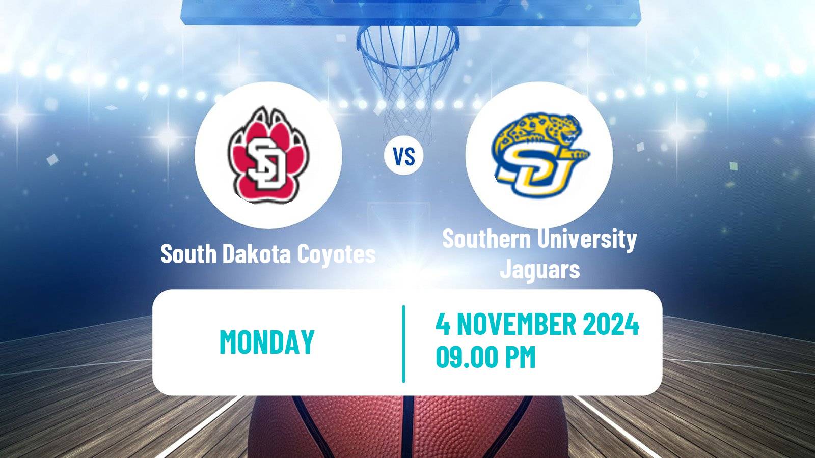 Basketball NCAA College Basketball South Dakota Coyotes - Southern University Jaguars