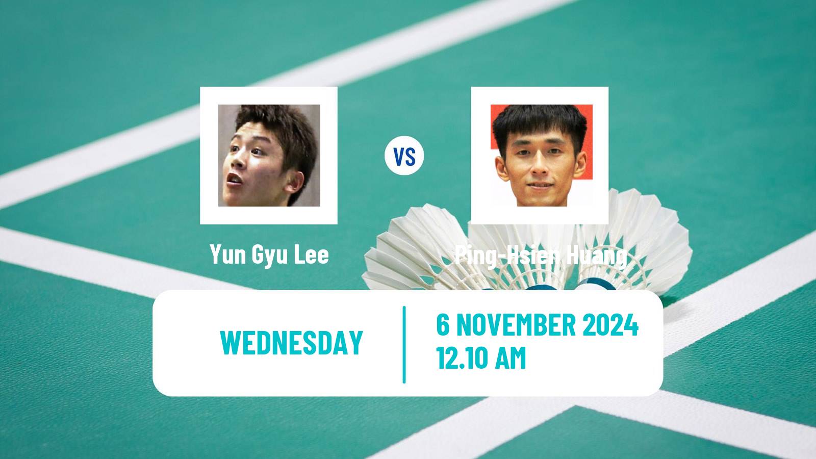 Badminton BWF World Tour Korea Masters Men Yun Gyu Lee - Ping-Hsien Huang