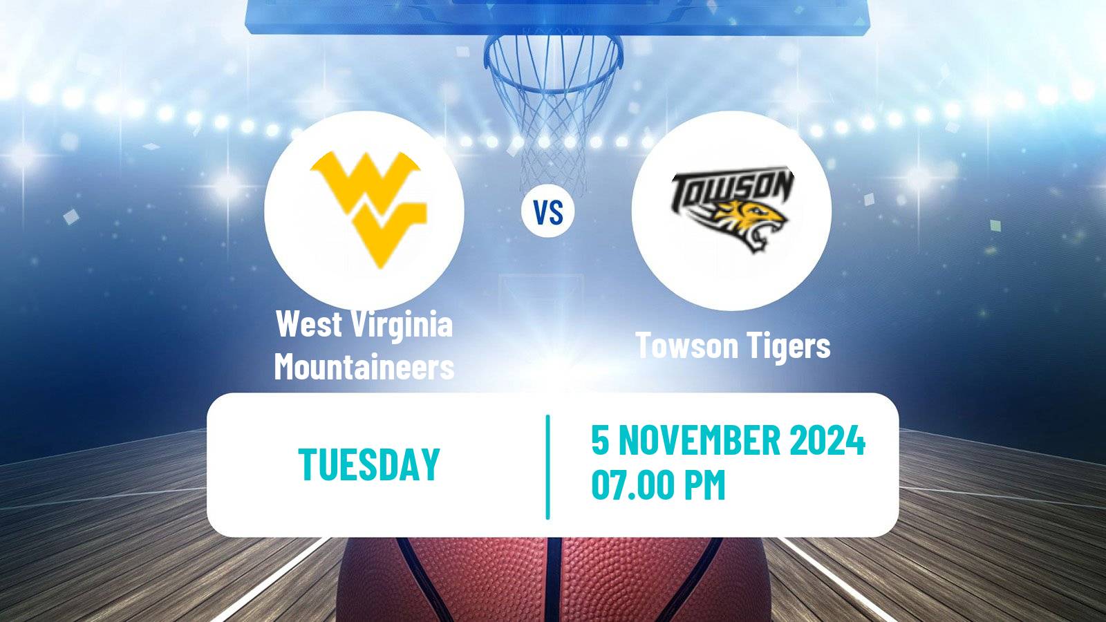 Basketball NCAA College Basketball Women West Virginia Mountaineers - Towson Tigers