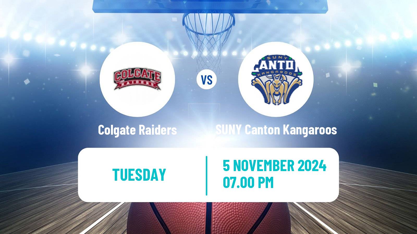 Basketball NCAA College Basketball Colgate Raiders - SUNY Canton Kangaroos