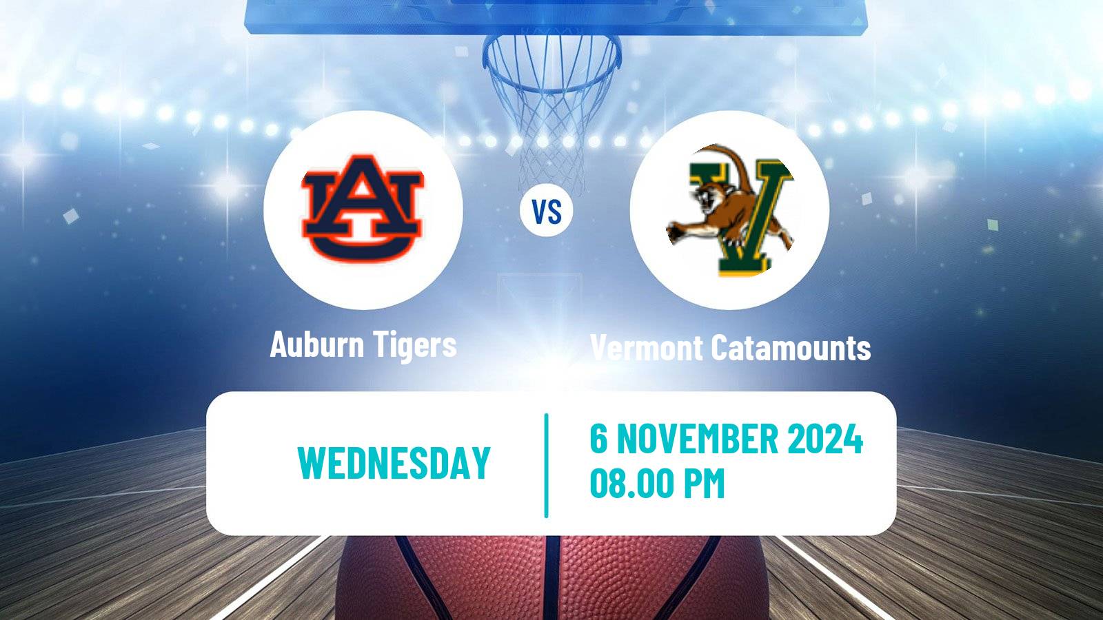 Basketball NCAA College Basketball Auburn Tigers - Vermont Catamounts