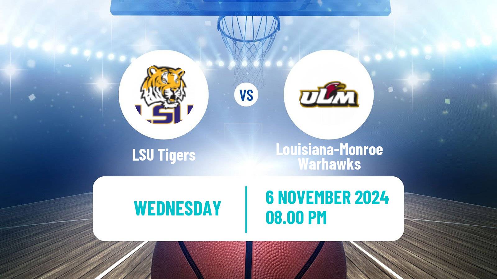 Basketball NCAA College Basketball LSU Tigers - Louisiana-Monroe Warhawks