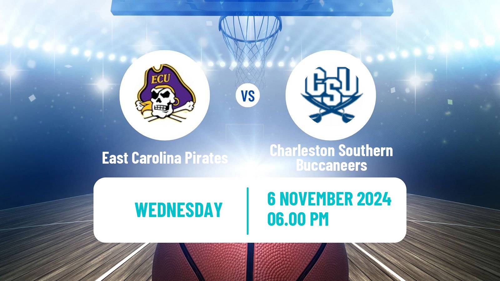 Basketball NCAA College Basketball Women East Carolina Pirates - Charleston Southern Buccaneers