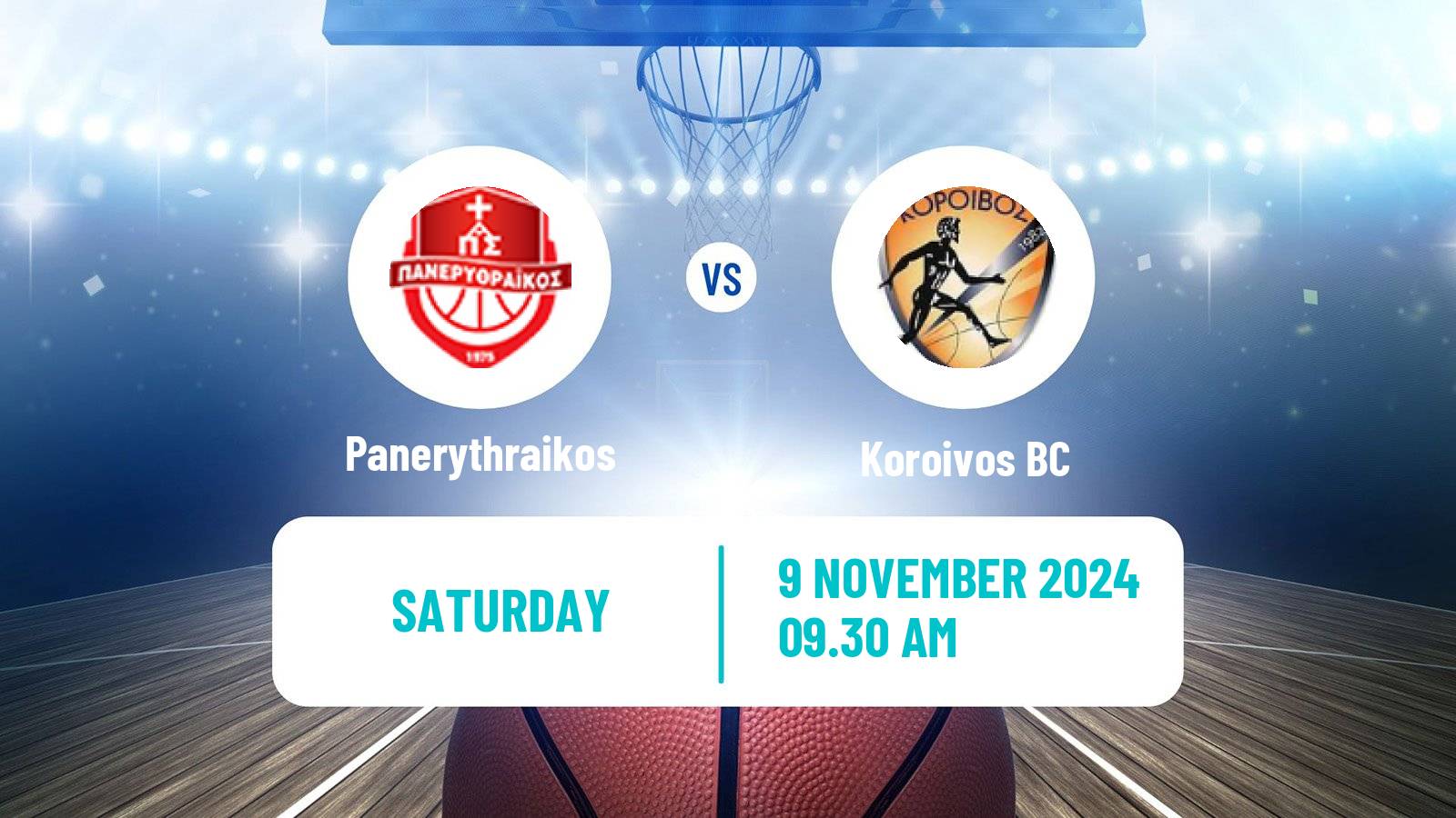 Basketball Greek Elite League Basketball Panerythraikos - Koroivos