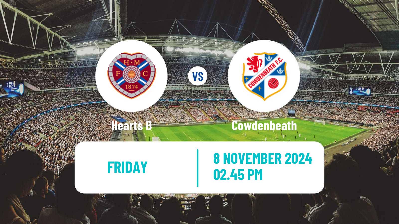 Soccer Scottish Lowland League Hearts B - Cowdenbeath